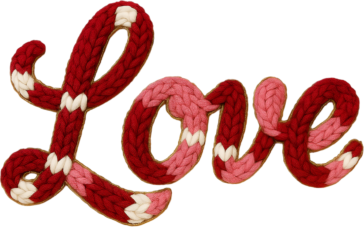 Faux Yarn Crochet Valentine Love - Valentines Day Ready to Press DTF Transfer