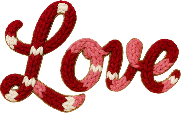 Faux Yarn Crochet Valentine Love - Valentines Day Ready to Press DTF Transfer