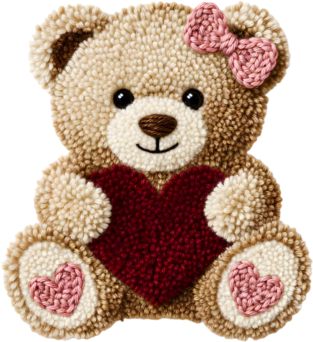 Faux Yarn Crochet Valentine Teddy Bear - Valentines Day Ready to Press DTF Transfer