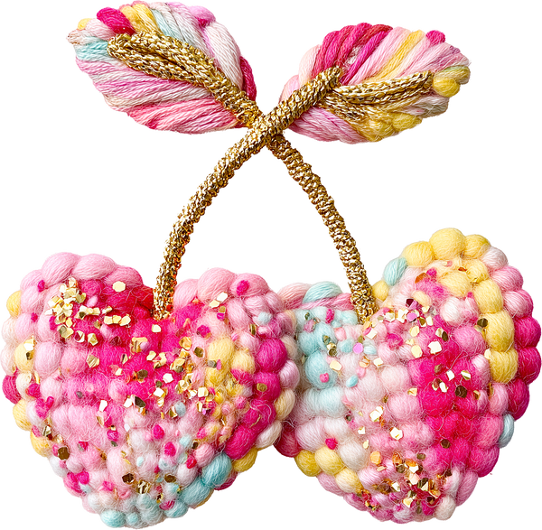 Latch Hook Cherry Hearts - Valentines Day Ready to Press DTF Transfer