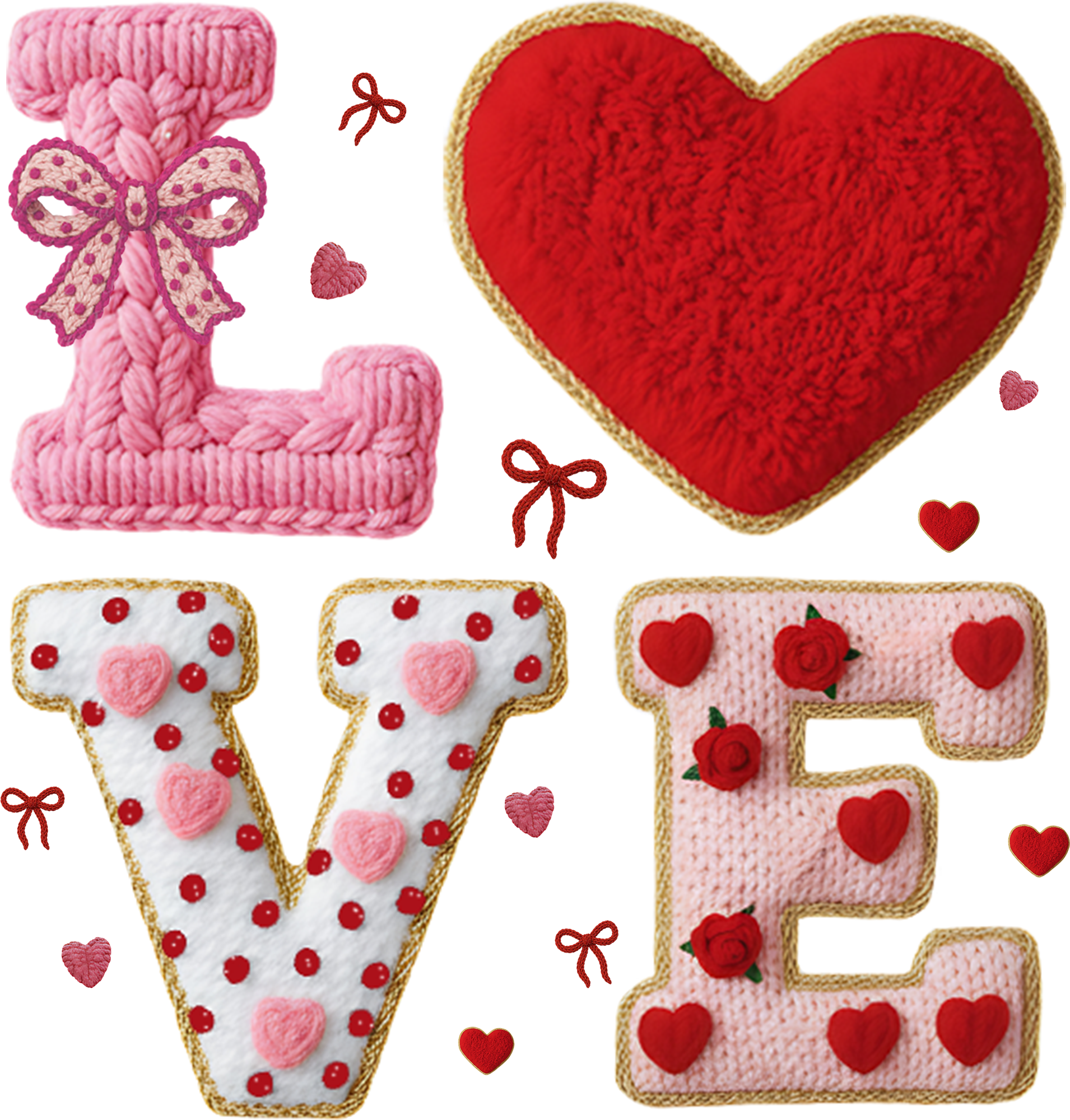Faux Yarn Valentine Love - Valentines Day Ready to Press DTF Transfer