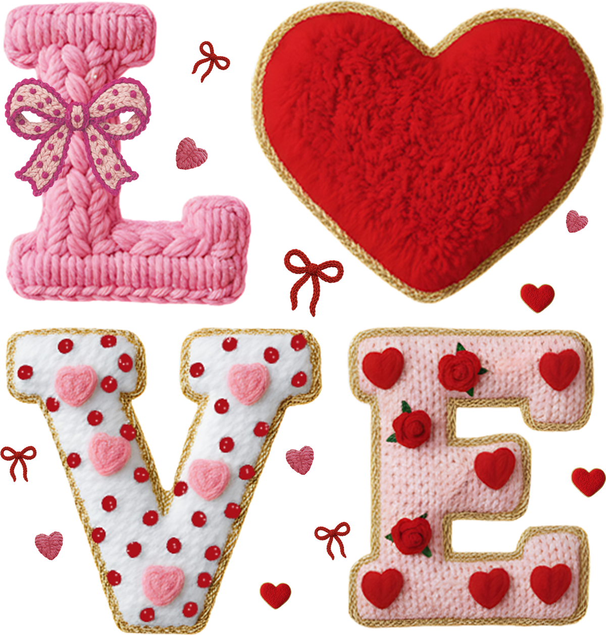 Faux Yarn Valentine Love - Valentines Day Ready to Press DTF Transfer