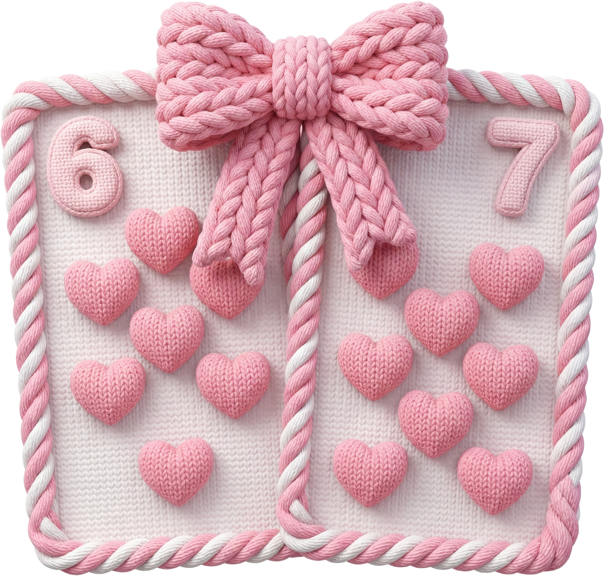 Faux Yarn Valentine Pink 67 - Valentines Day Ready to Press DTF Transfer