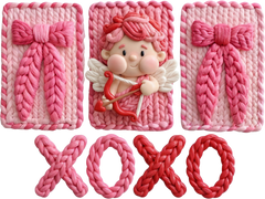 Faux Yarn Pink Bow Xoxo - Valentines Day Ready to Press DTF Transfer