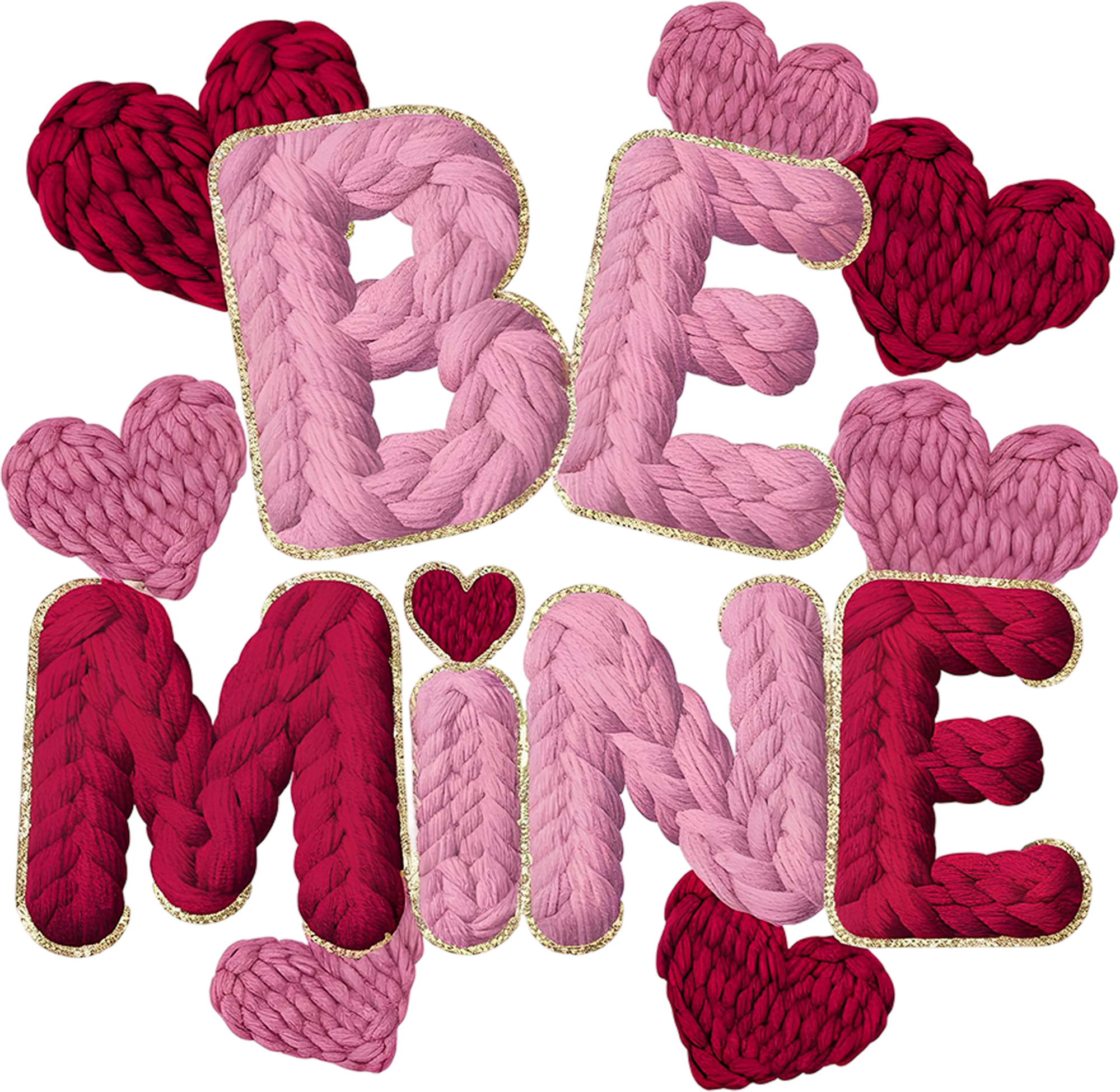 Faux Yarn Crochet Be Mine - Valentines Day Ready to Press DTF Transfer