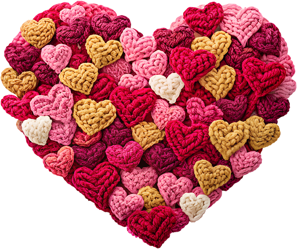 Faux Yarn Crochet Valentine Heart - Valentines Day Ready to Press DTF Transfer
