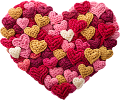 Faux Yarn Crochet Valentine Heart - Valentines Day Ready to Press DTF Transfer