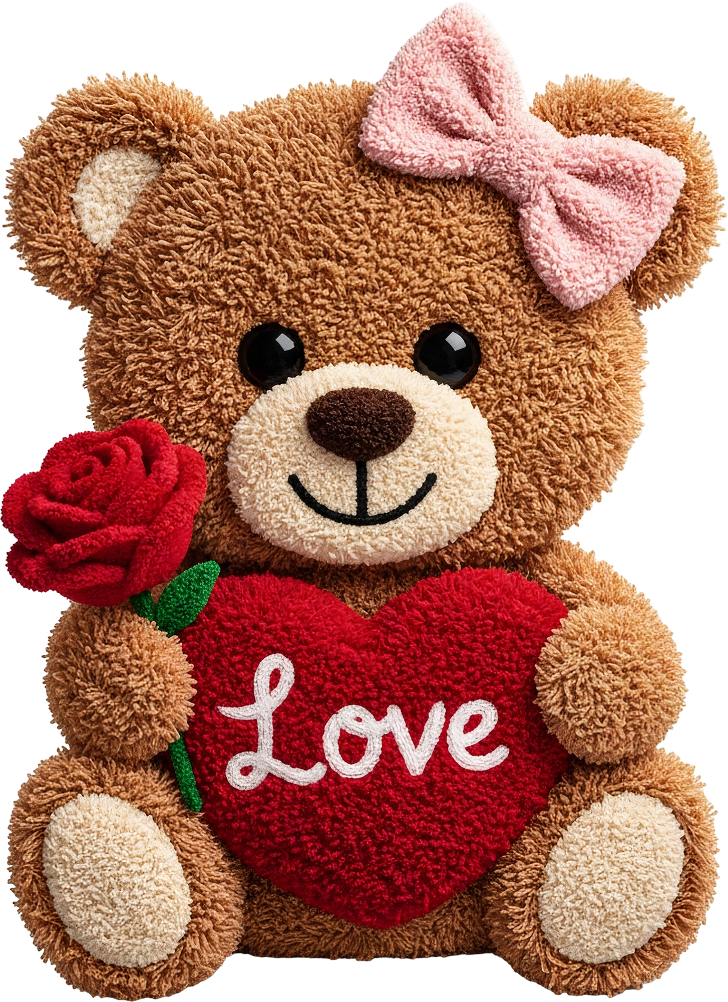 Faux Yarn Crochet Valentine Teddy Bear - Valentines Day Ready to Press DTF Transfer