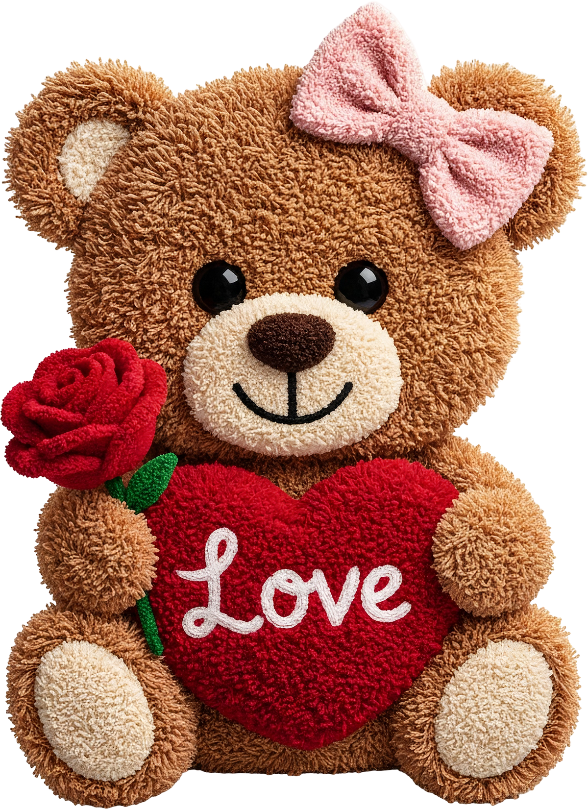 Faux Yarn Crochet Valentine Teddy Bear - Valentines Day Ready to Press DTF Transfer