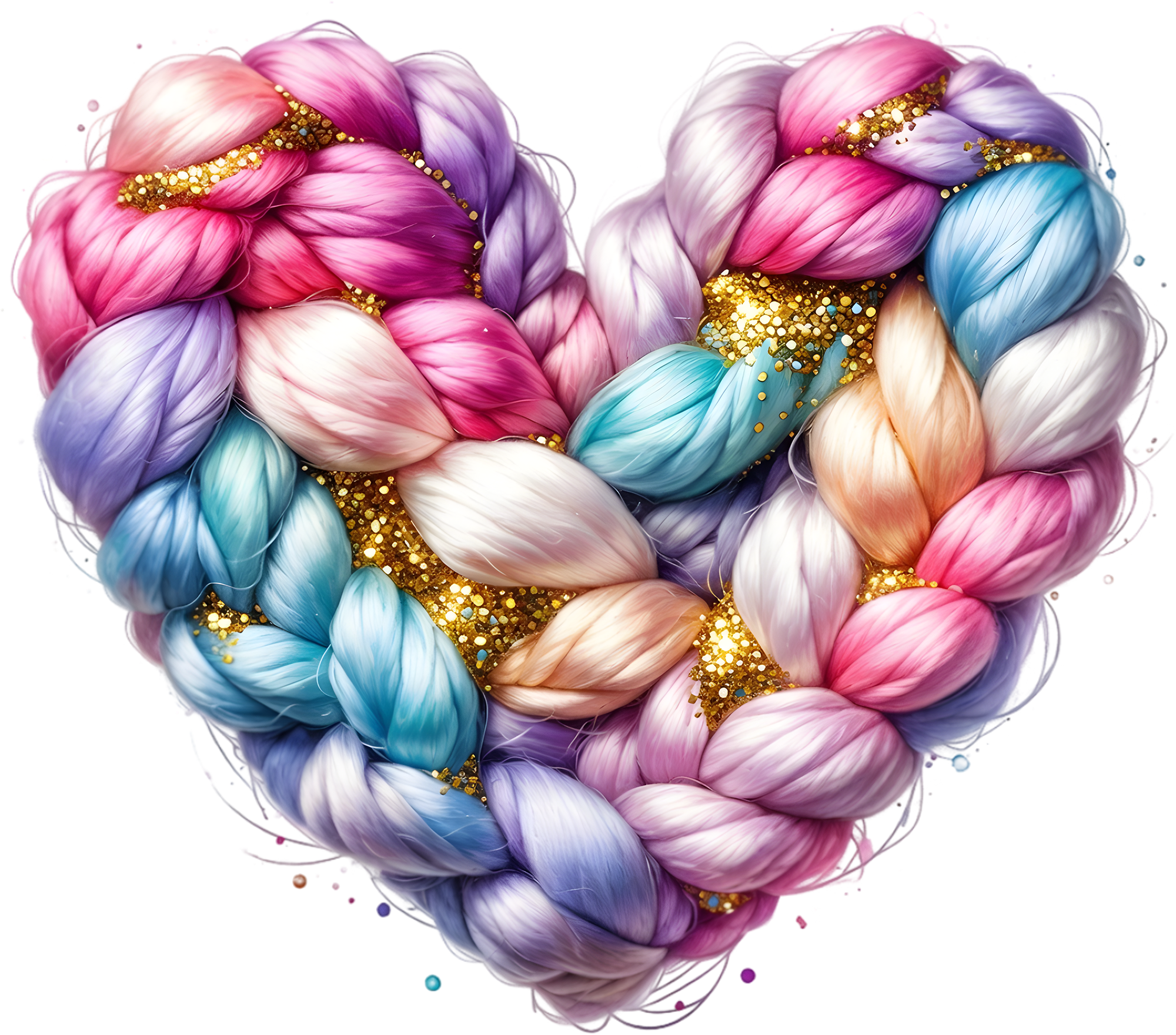 Faux Yarn Valentine Colorful Heart - Valentines Day Ready to Press DTF Transfer