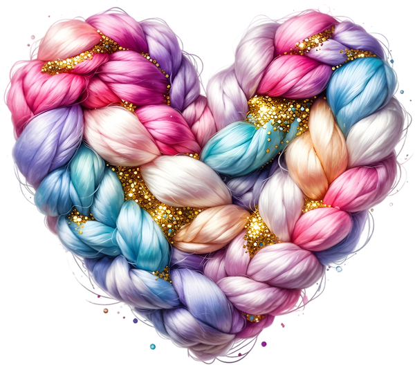Faux Yarn Valentine Colorful Heart - Valentines Day Ready to Press DTF Transfer