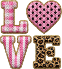 Faux Yarn Valentine Leopard And Heart Pink Love - Valentines Day Ready to Press DTF Transfer