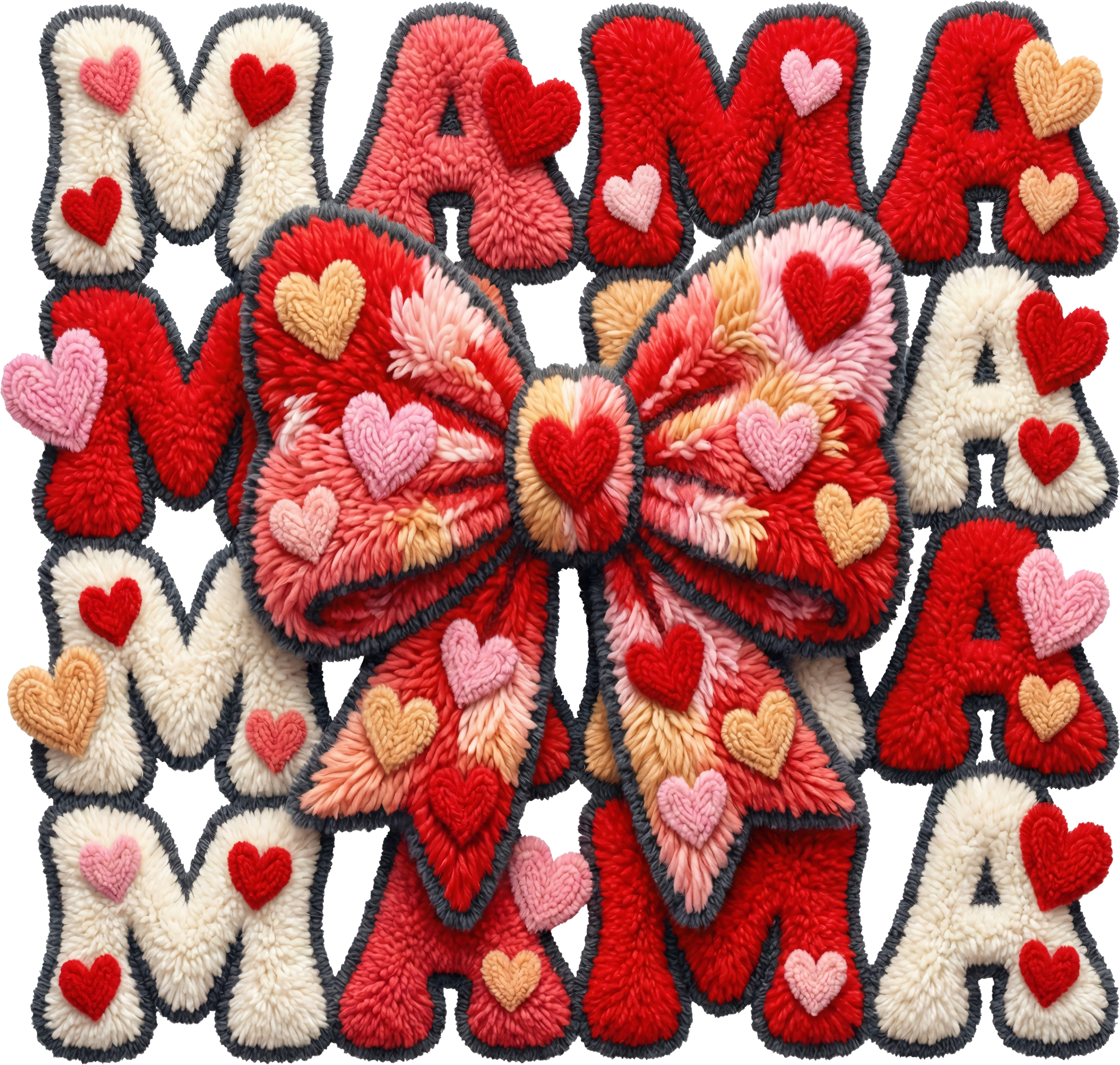 Faux Yarn Bow Mama - Valentines Day Ready to Press DTF Transfer