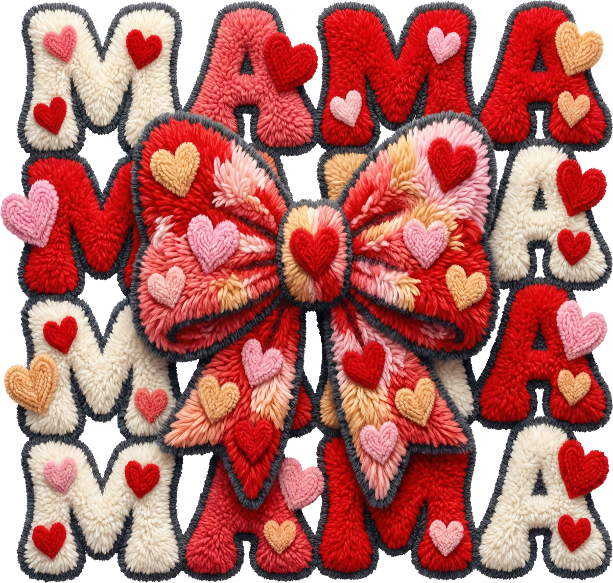 Faux Yarn Bow Mama - Valentines Day Ready to Press DTF Transfer