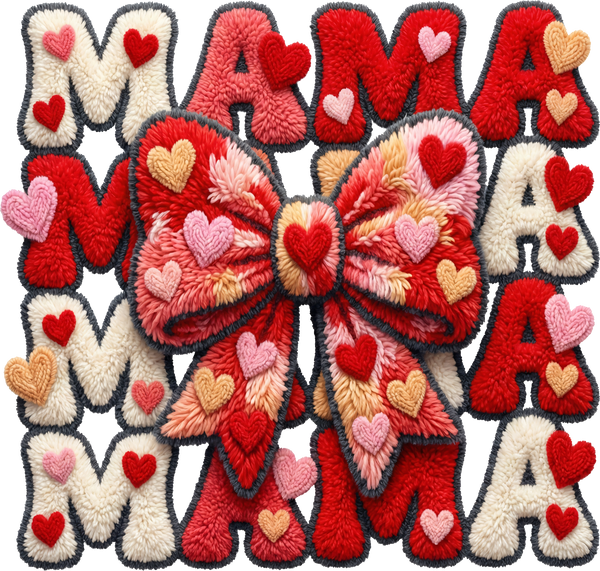 Faux Yarn Bow Mama - Valentines Day Ready to Press DTF Transfer