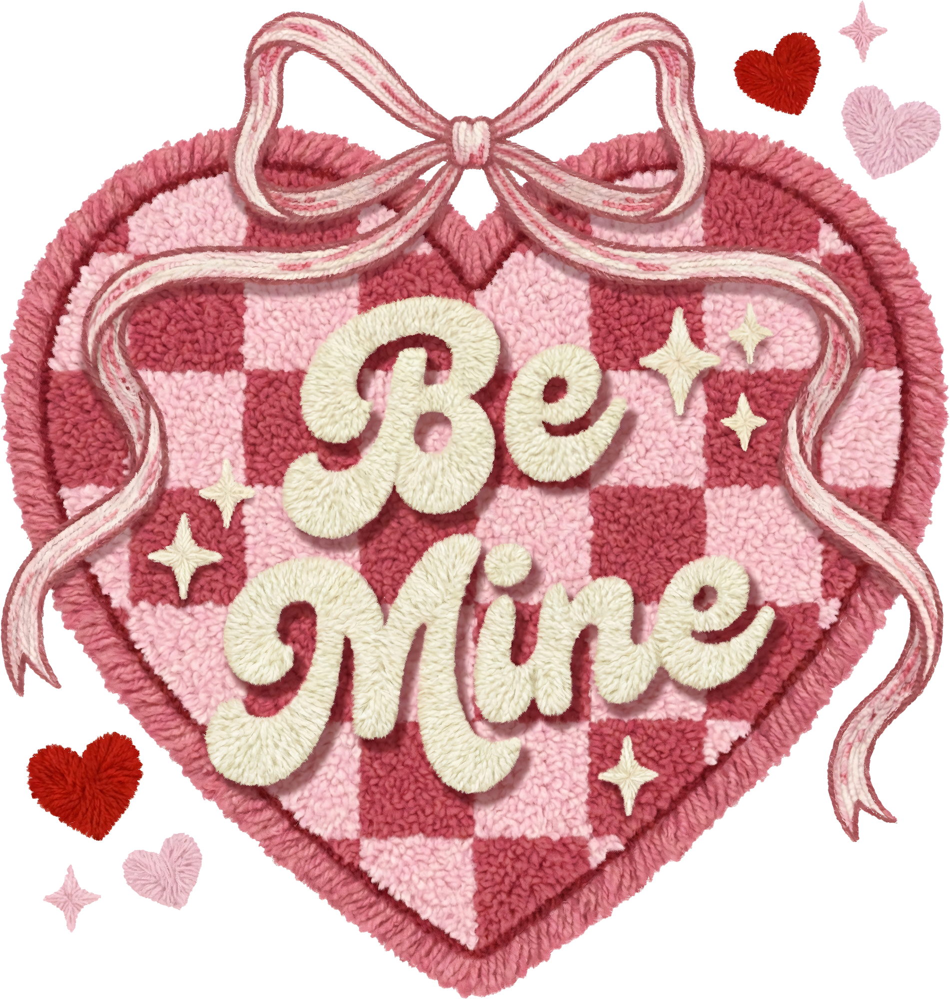 Faux Yarn Bow Heart Be Mine - Valentines Day Ready to Press DTF Transfer