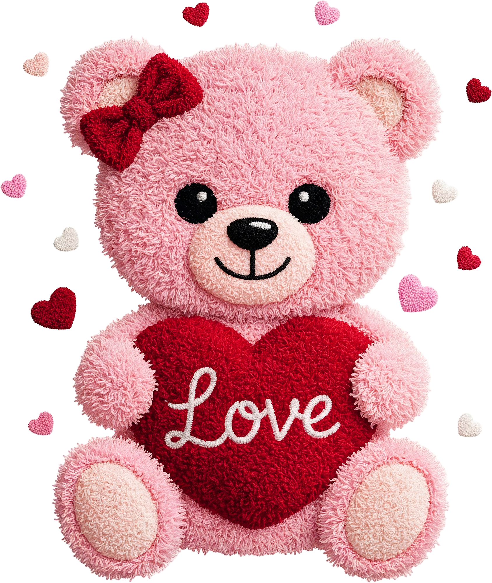 Faux Yarn Valentine Teddy Bear - Valentines Day Ready to Press DTF Transfer