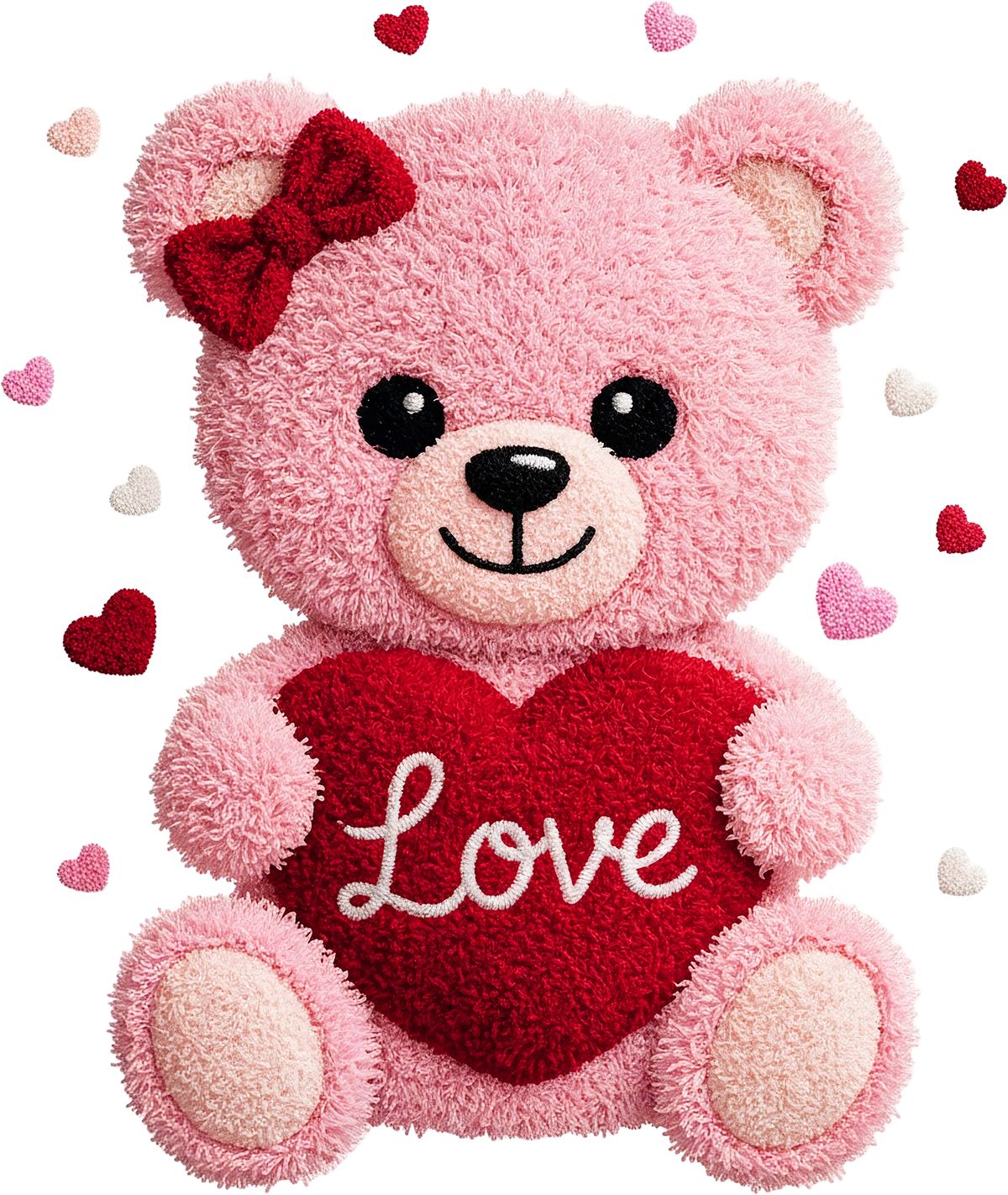 Faux Yarn Valentine Teddy Bear - Valentines Day Ready to Press DTF Transfer
