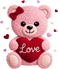 Faux Yarn Valentine Teddy Bear - Valentines Day Ready to Press DTF Transfer