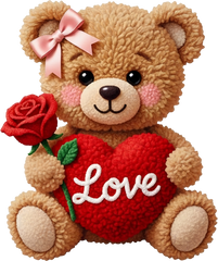 Faux Yarn Valentine Teddy Bear - Valentines Day Ready to Press DTF Transfer