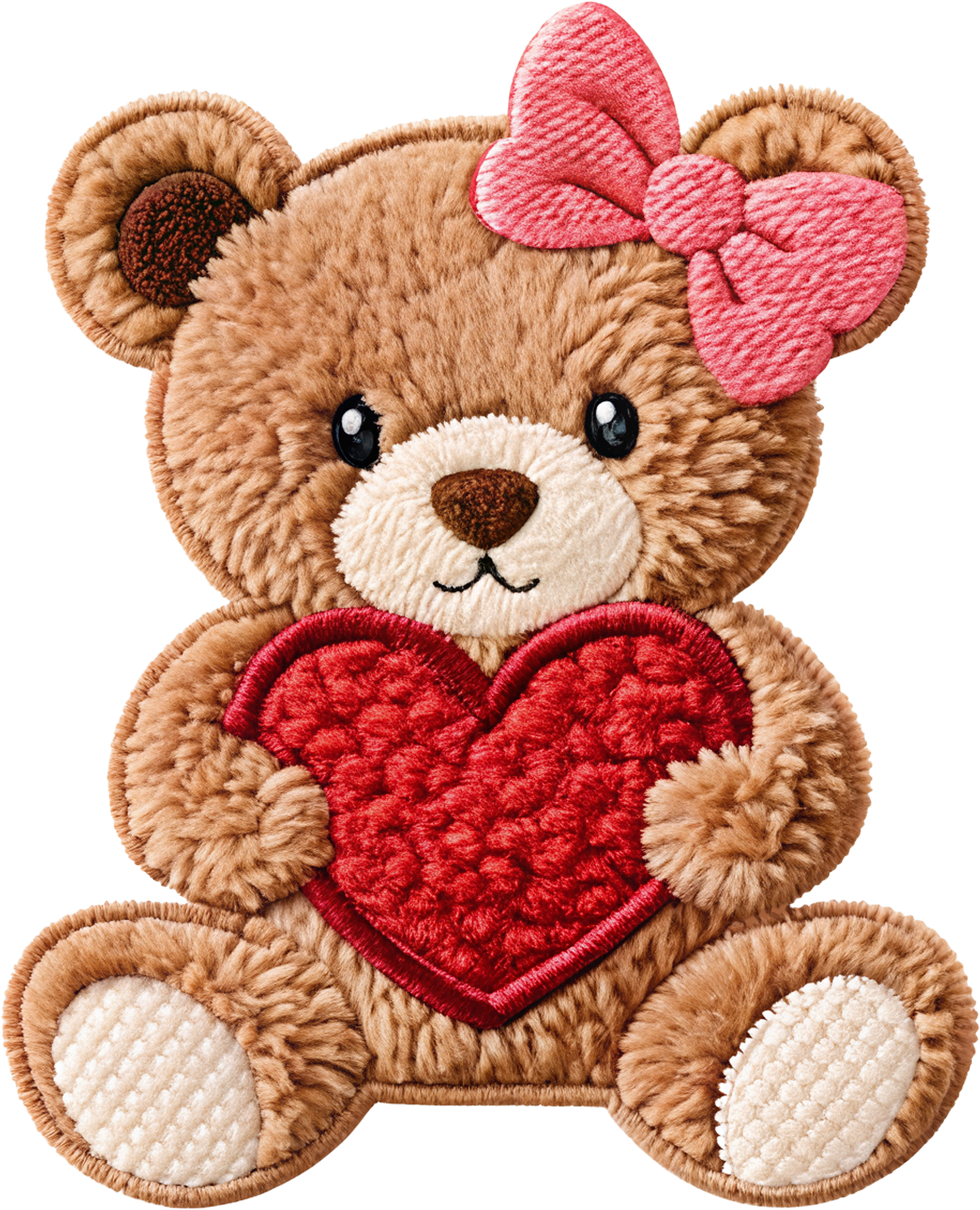 Faux Yarn Valentine Teddy Bear - Valentines Day Ready to Press DTF Transfer