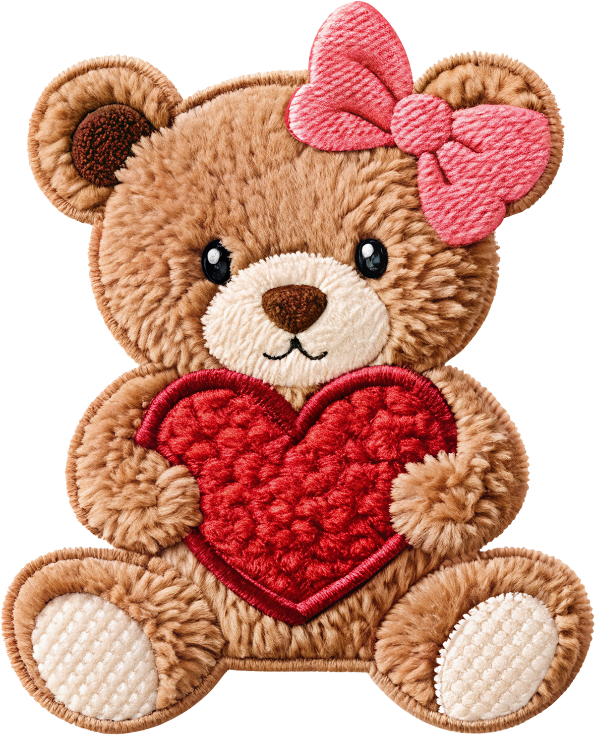 Faux Yarn Valentine Teddy Bear - Valentines Day Ready to Press DTF Transfer