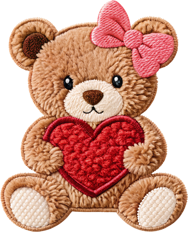 Faux Yarn Valentine Teddy Bear - Valentines Day Ready to Press DTF Transfer