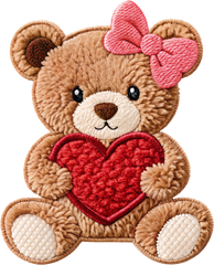 Faux Yarn Valentine Teddy Bear - Valentines Day Ready to Press DTF Transfer
