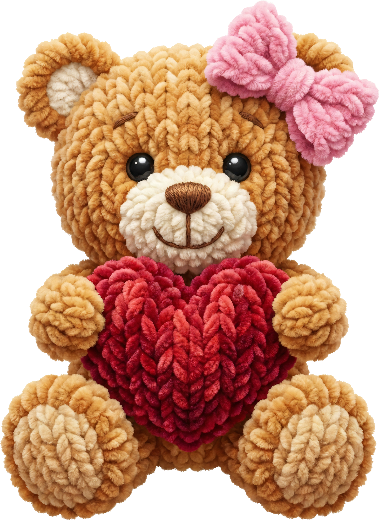 Faux Yarn Valentine Teddy Bear - Valentines Day Ready to Press DTF Transfer
