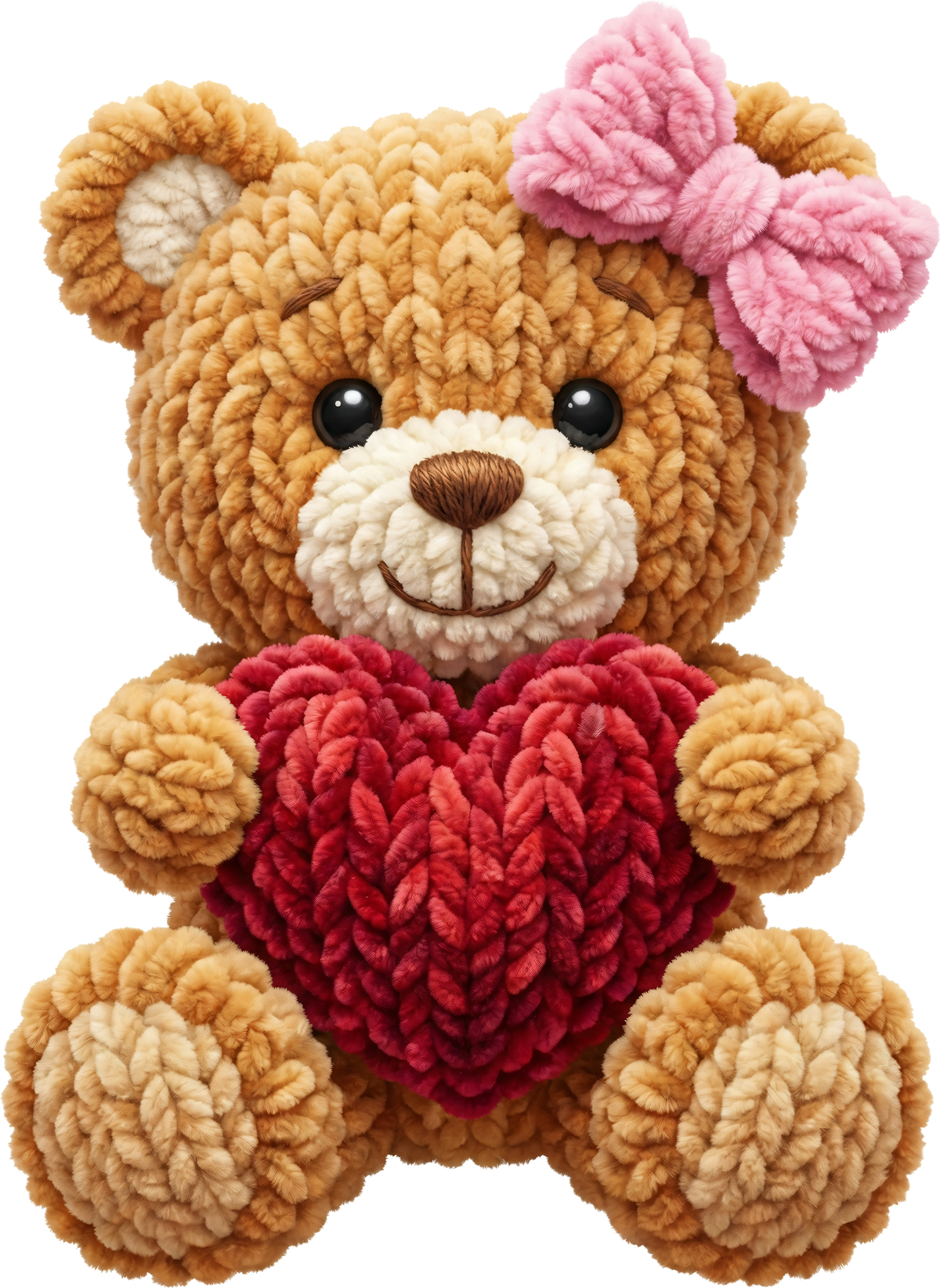 Faux Yarn Valentine Teddy Bear - Valentines Day Ready to Press DTF Transfer
