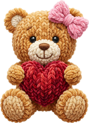 Faux Yarn Valentine Teddy Bear - Valentines Day Ready to Press DTF Transfer