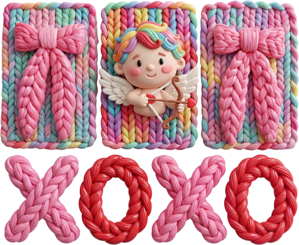 Faux Yarn Bow Xoxo - Valentines Day Ready to Press DTF Transfer