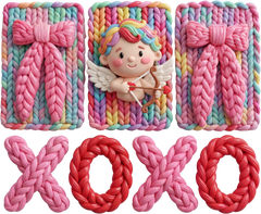 Faux Yarn Bow Xoxo - Valentines Day Ready to Press DTF Transfer