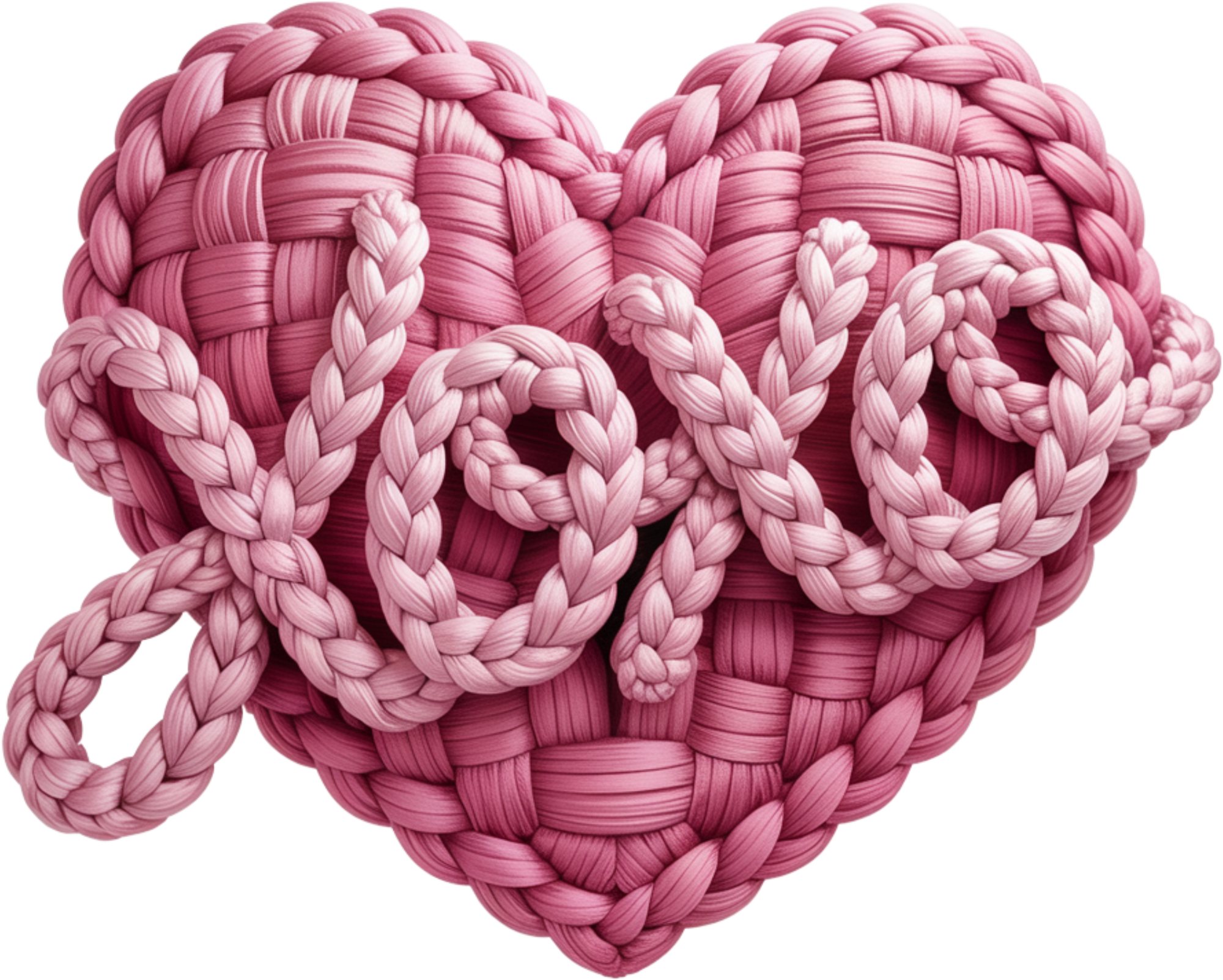 Faux Yarn Crochet Pink Heart Xoxo - Valentines Day Ready to Press DTF Transfer