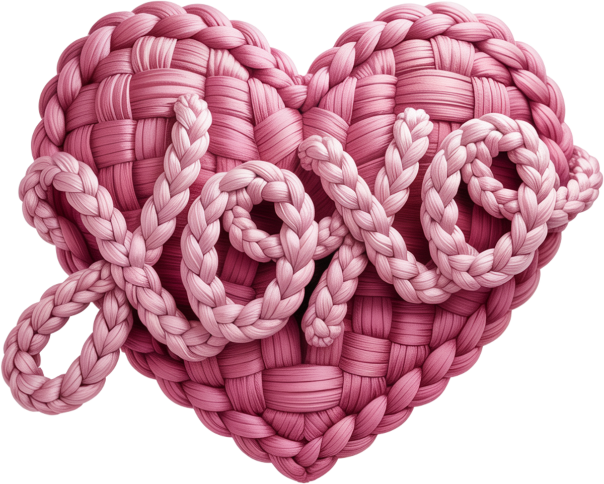 Faux Yarn Crochet Pink Heart Xoxo - Valentines Day Ready to Press DTF Transfer