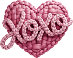 Faux Yarn Crochet Pink Heart Xoxo - Valentines Day Ready to Press DTF Transfer
