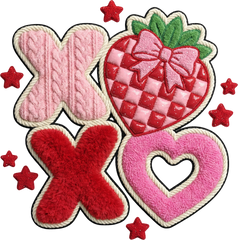Faux Yarn Crochet Valentine Strawberry Xoxo - Valentines Day Ready to Press DTF Transfer