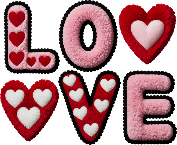 Faux Yarn Valentine Heart Love - Valentines Day Ready to Press DTF Transfer