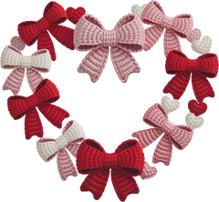 Faux Yarn Coquette Bow Valentine Heart - Valentines Day Ready to Press DTF Transfer