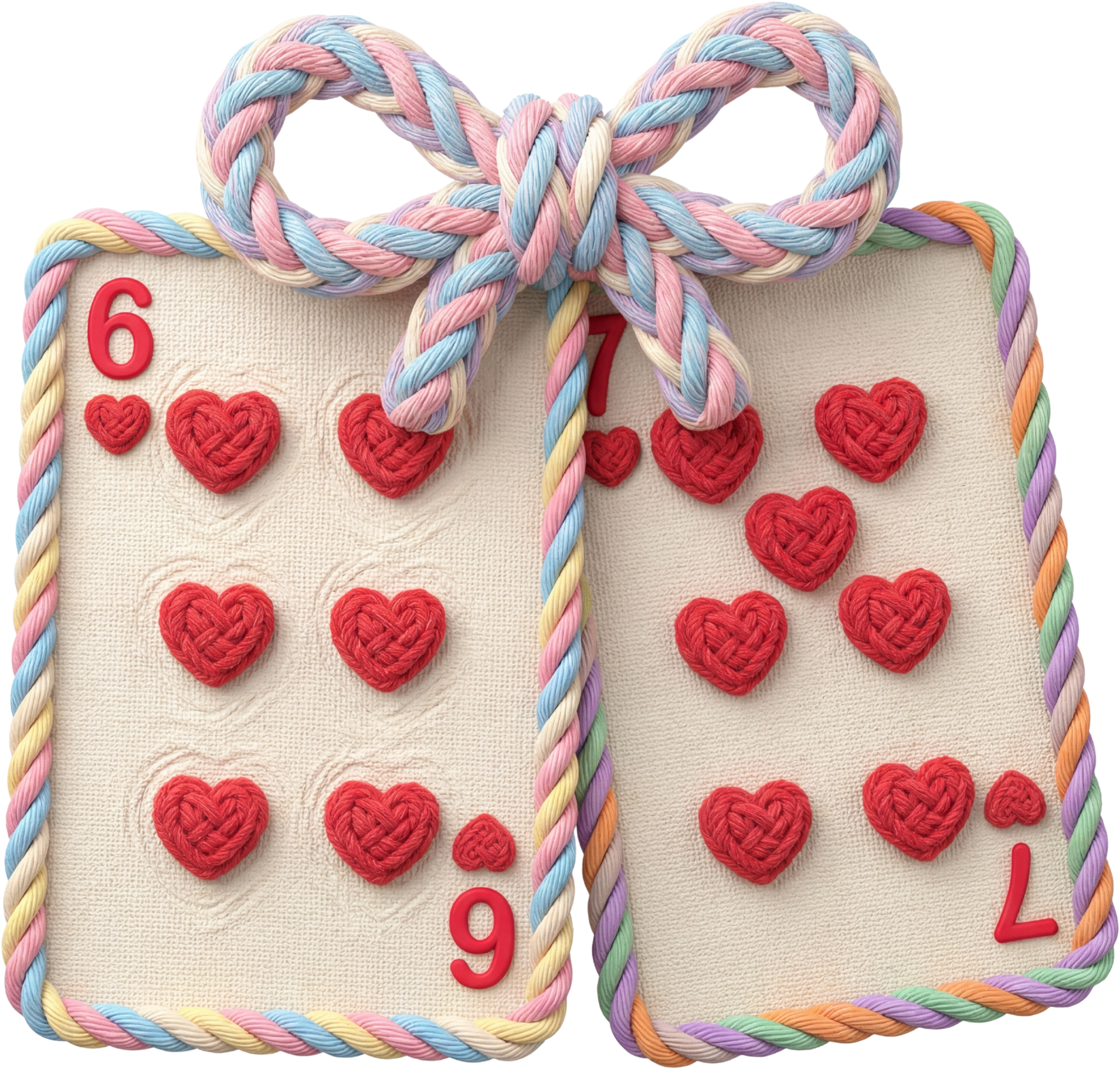 Faux Yarn Valentine Cards 67 Bow - Valentines Day Ready to Press DTF Transfer