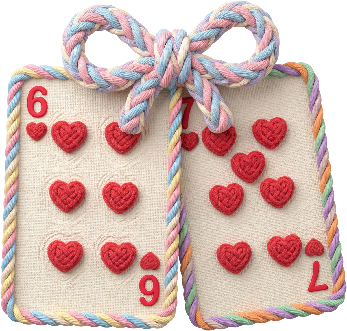 Faux Yarn Valentine Cards 67 Bow - Valentines Day Ready to Press DTF Transfer