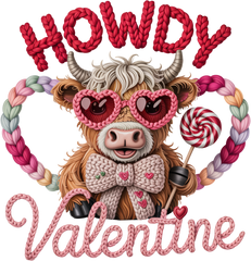Faux Yarn Crochet Howdy Valentine - Valentines Day Ready to Press DTF Transfer