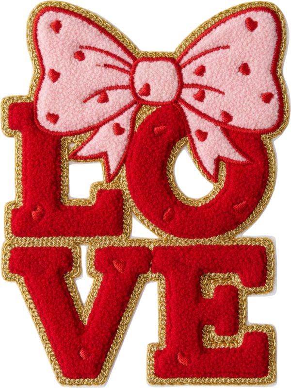 Faux Yarn Valentine Bow Love - Valentines Day Ready to Press DTF Transfer