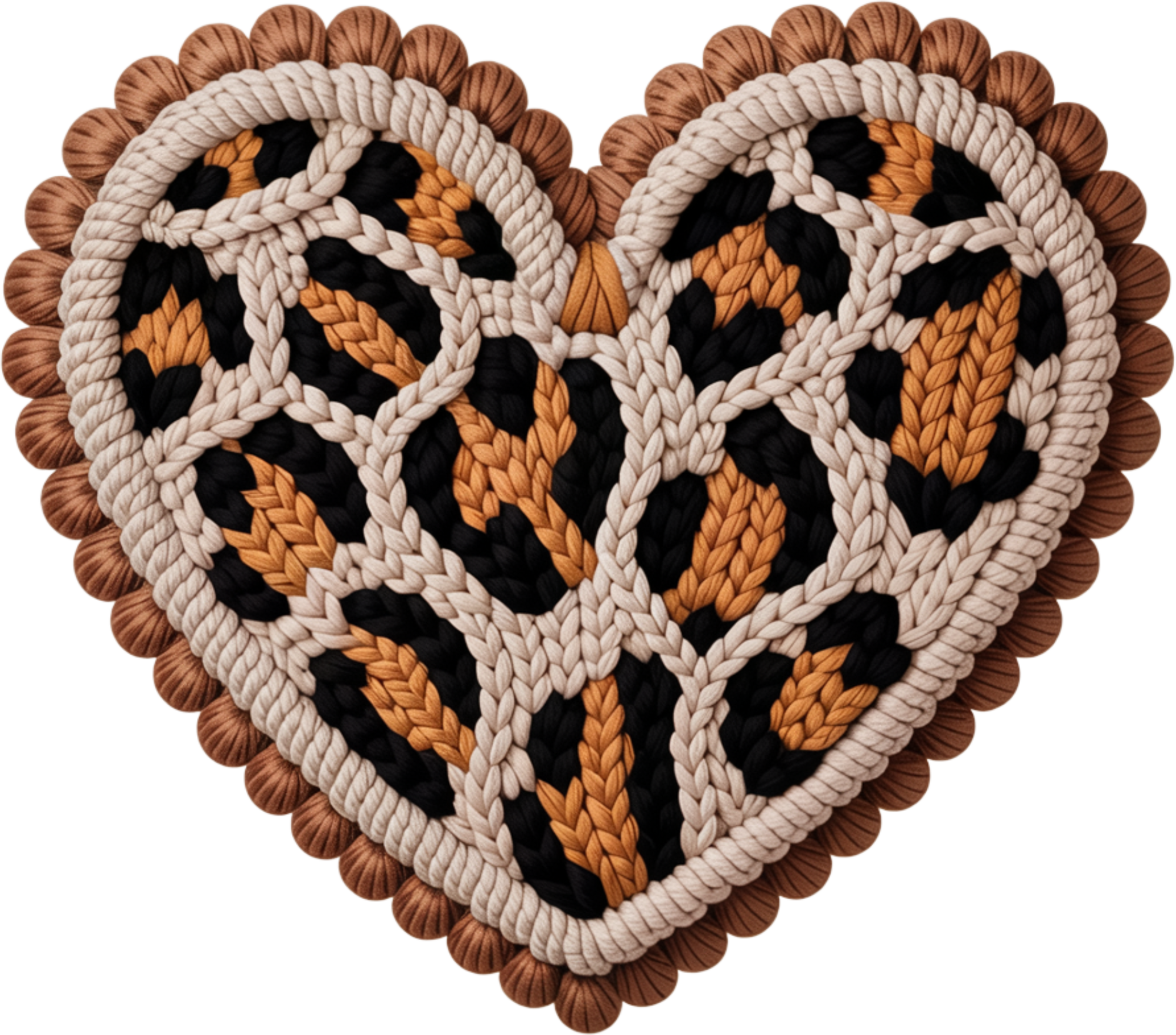 Faux Yarn Valentine Leopard Heart - Valentines Day Ready to Press DTF Transfer