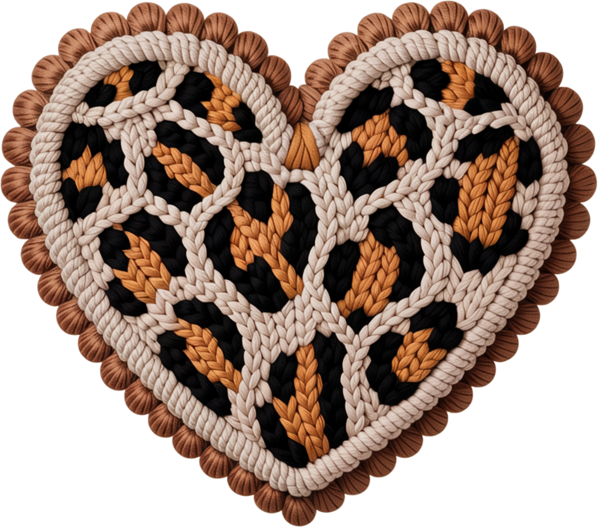 Faux Yarn Valentine Leopard Heart - Valentines Day Ready to Press DTF Transfer