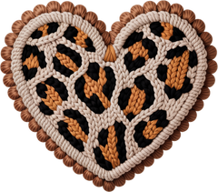 Faux Yarn Valentine Leopard Heart - Valentines Day Ready to Press DTF Transfer