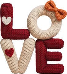 Faux Yarn Crochet Orange Bow Love - Valentines Day Ready to Press DTF Transfer