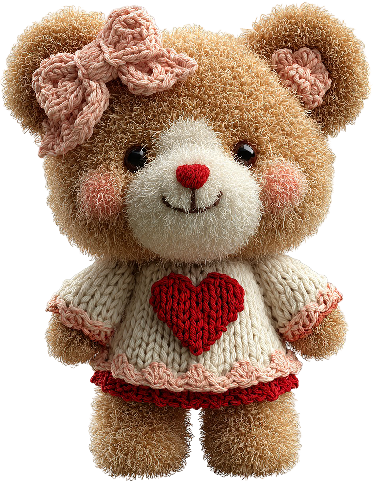 Faux Yarn Valentine Teddy Bear - Valentines Day Ready to Press DTF Transfer