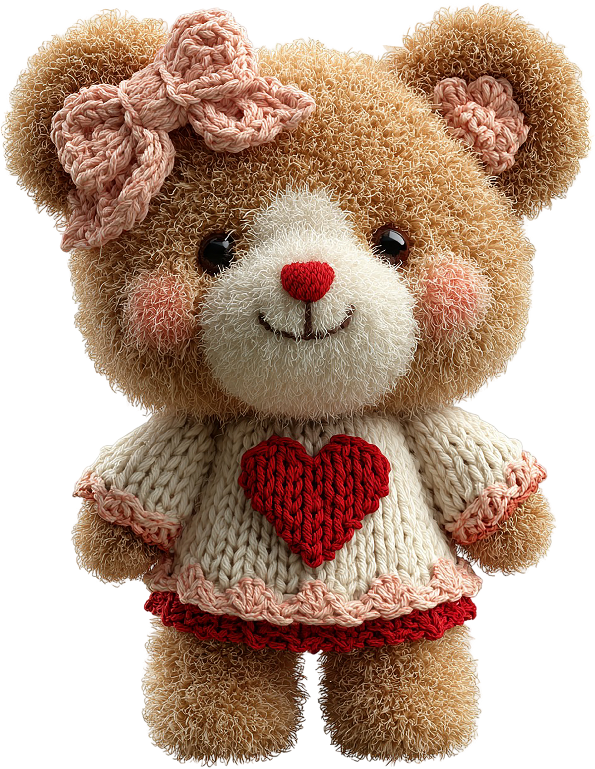 Faux Yarn Valentine Teddy Bear - Valentines Day Ready to Press DTF Transfer