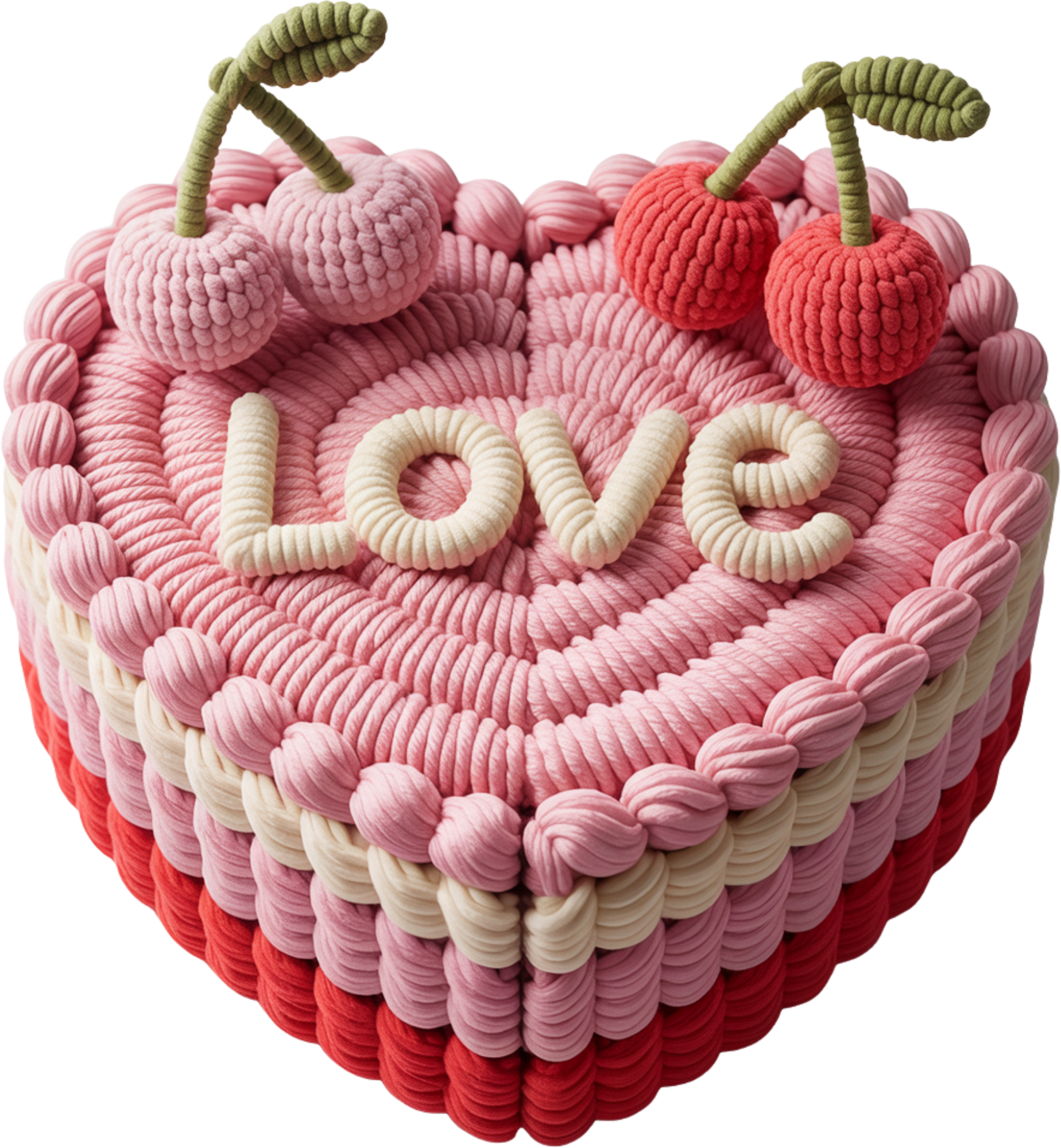 Faux Yarn Cherry Love Cake - Valentines Day Ready to Press DTF Transfer